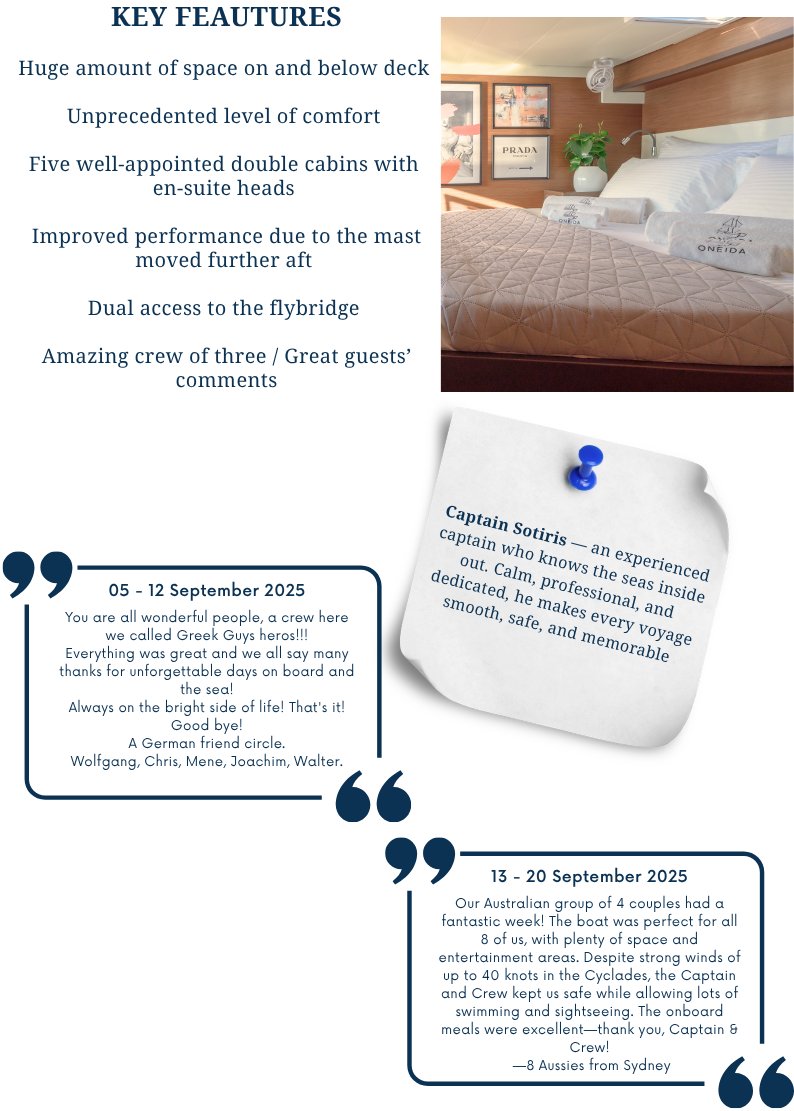 Oneida yacht dining area