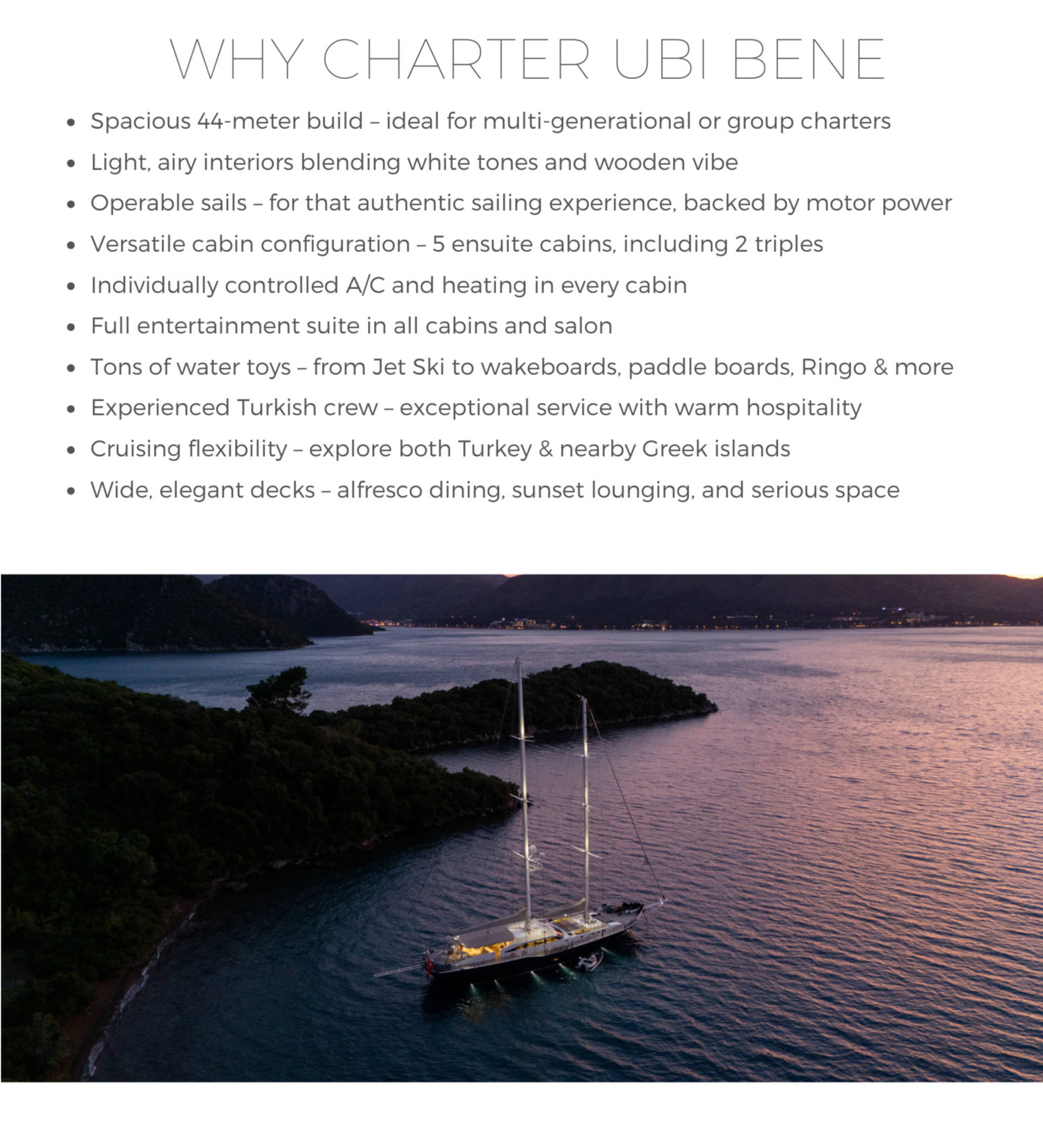 UBI BENE luxury yacht charter discount