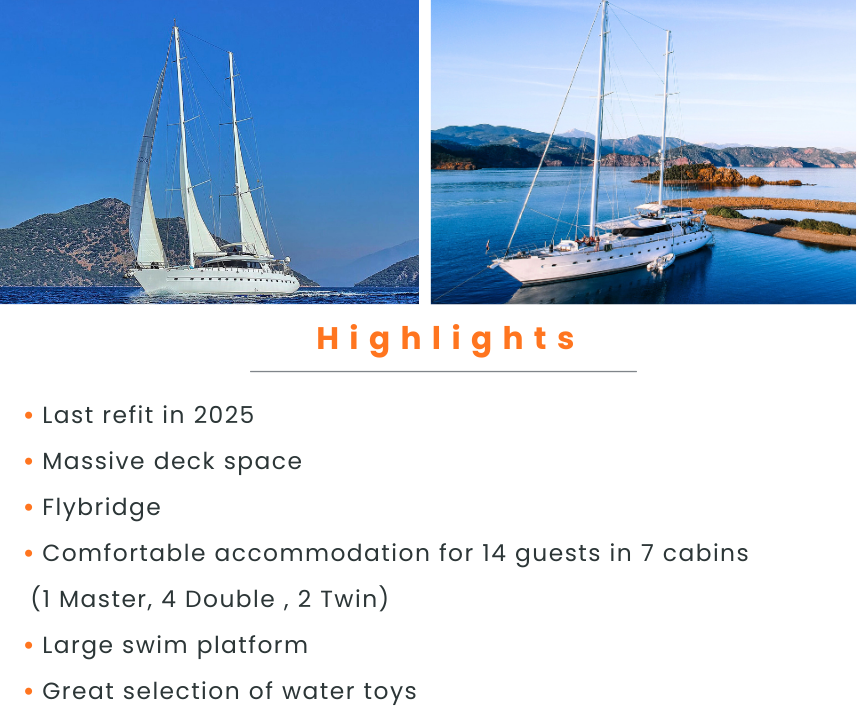 Turkish coastline from yacht deck