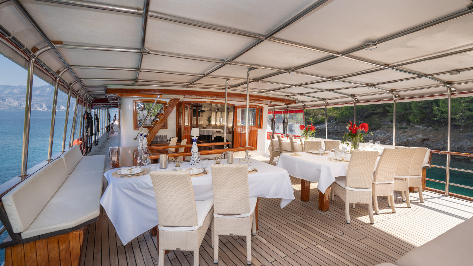 M/Y Barbara deck and interior spaces