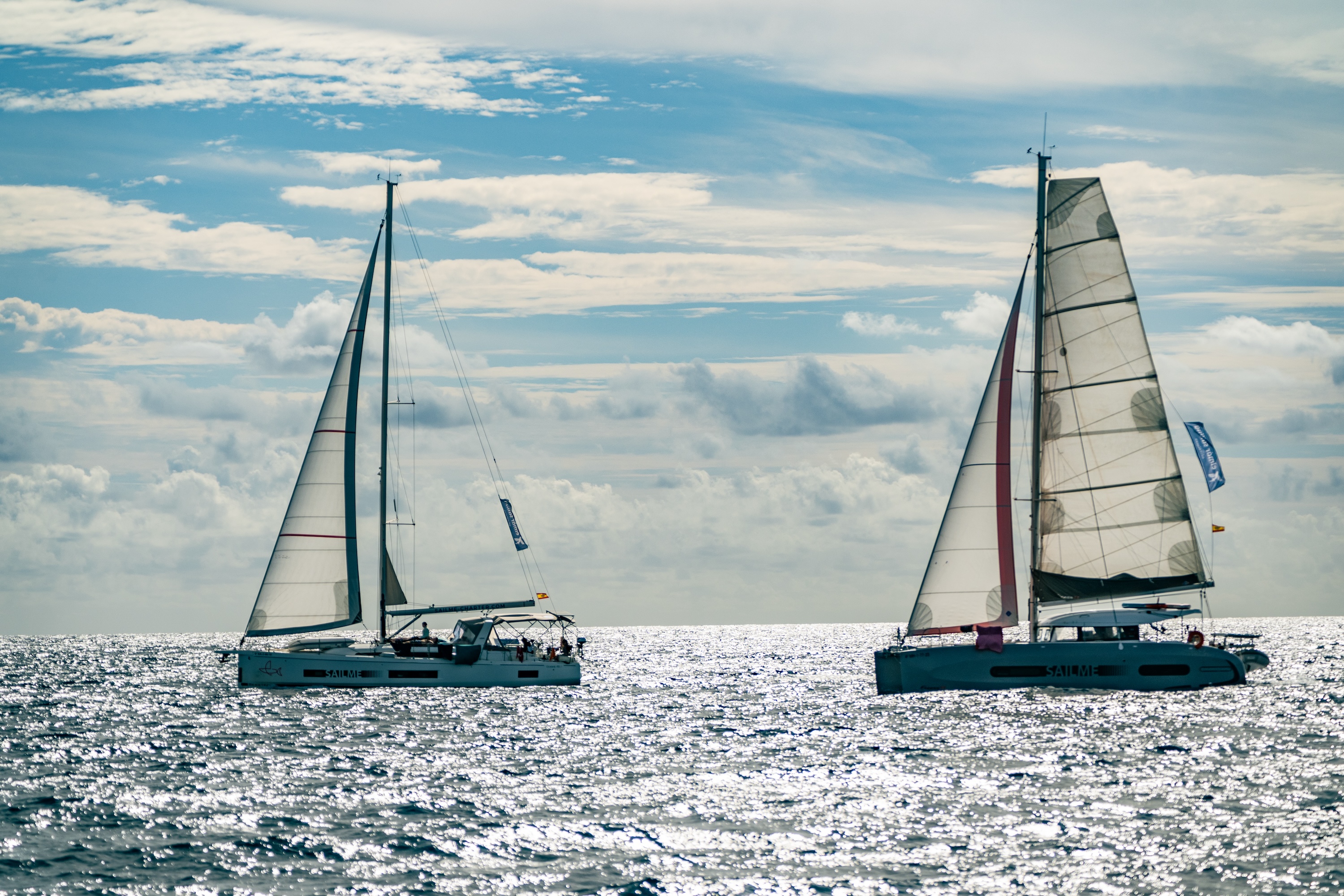 Luxury catamaran sailing in Balearic waters