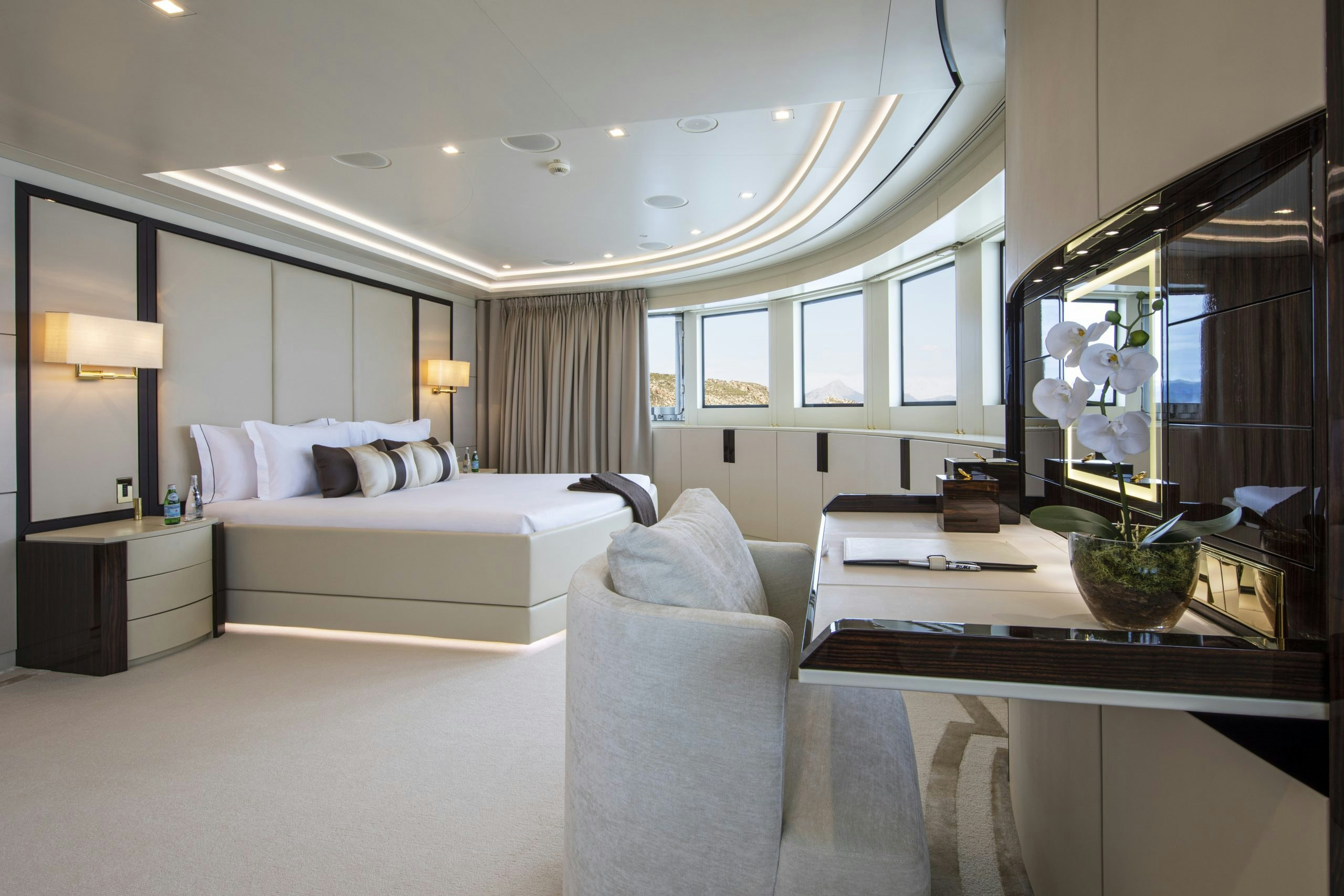 Roma yacht interior dining area