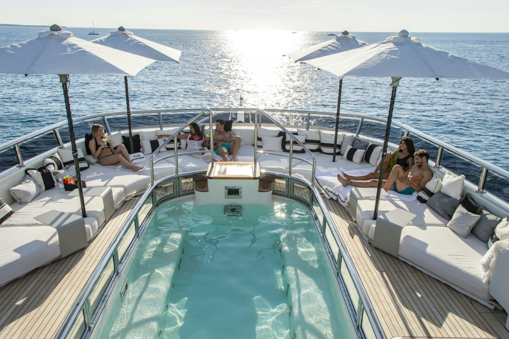 Roma yacht deck and pool area