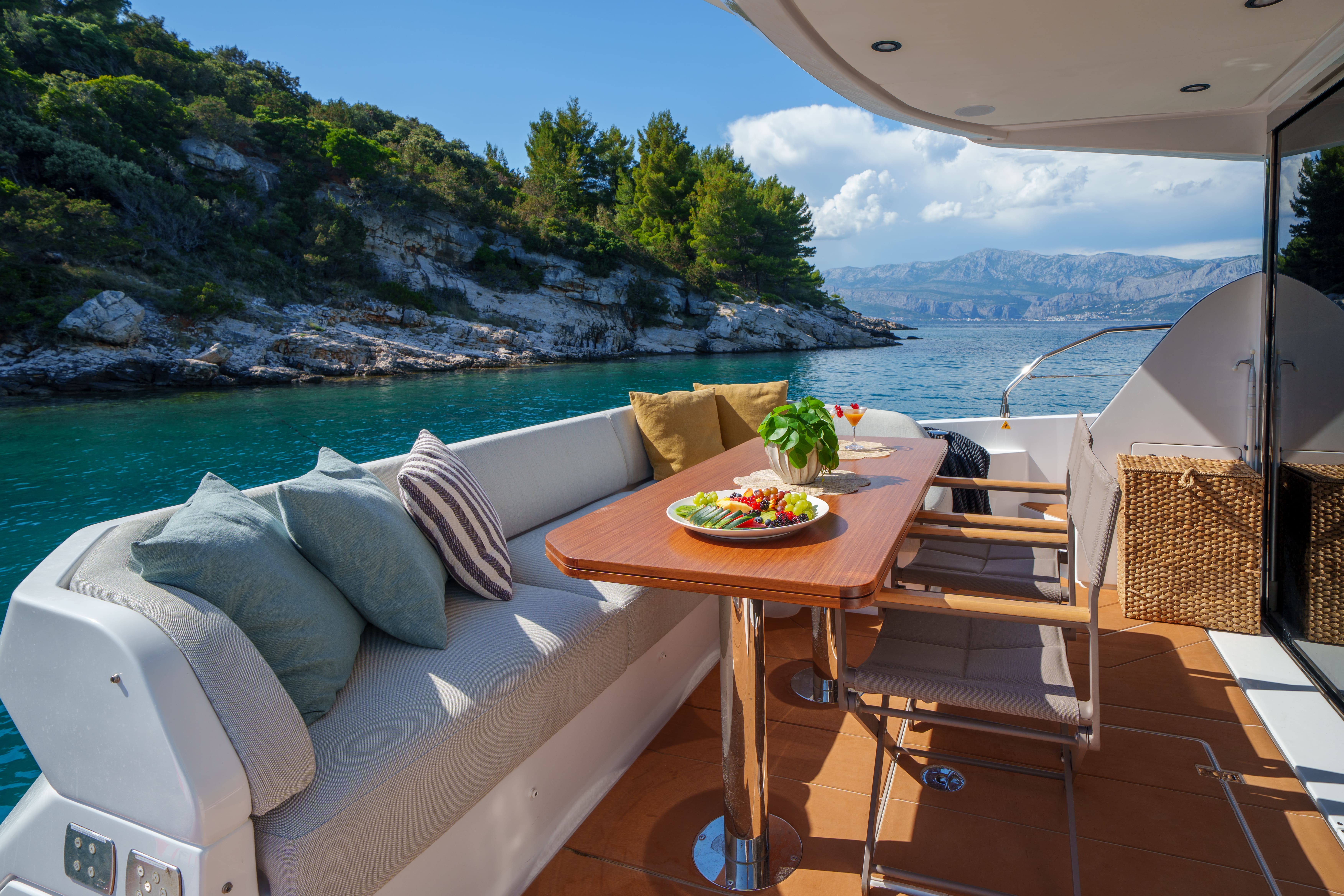 White yacht at anchor in Croatia