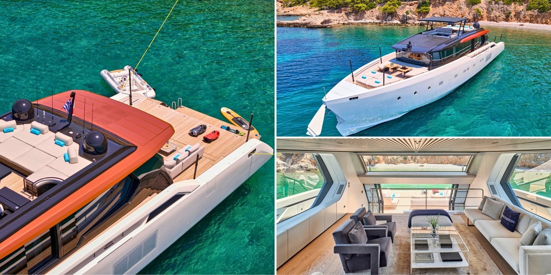 Bestia Sanlorenzo SP110 underway on charter