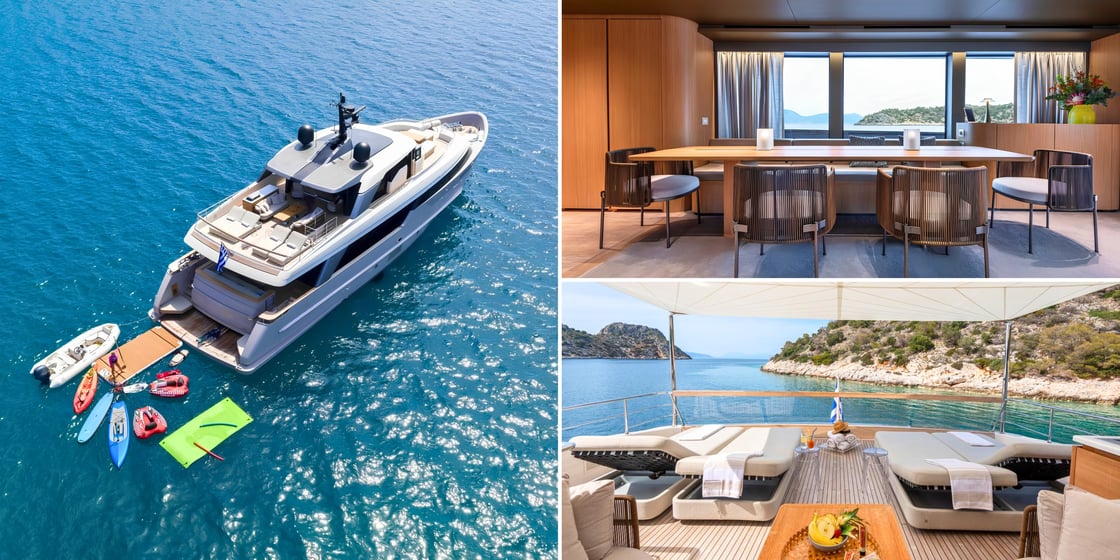 Fos sky lounge opening to the sea on a Greece gulet cruise