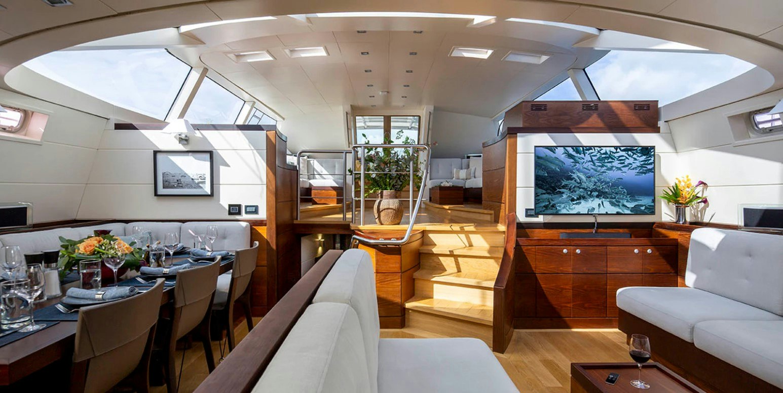 Radiance sailing yacht at anchor in New Zealand fiords