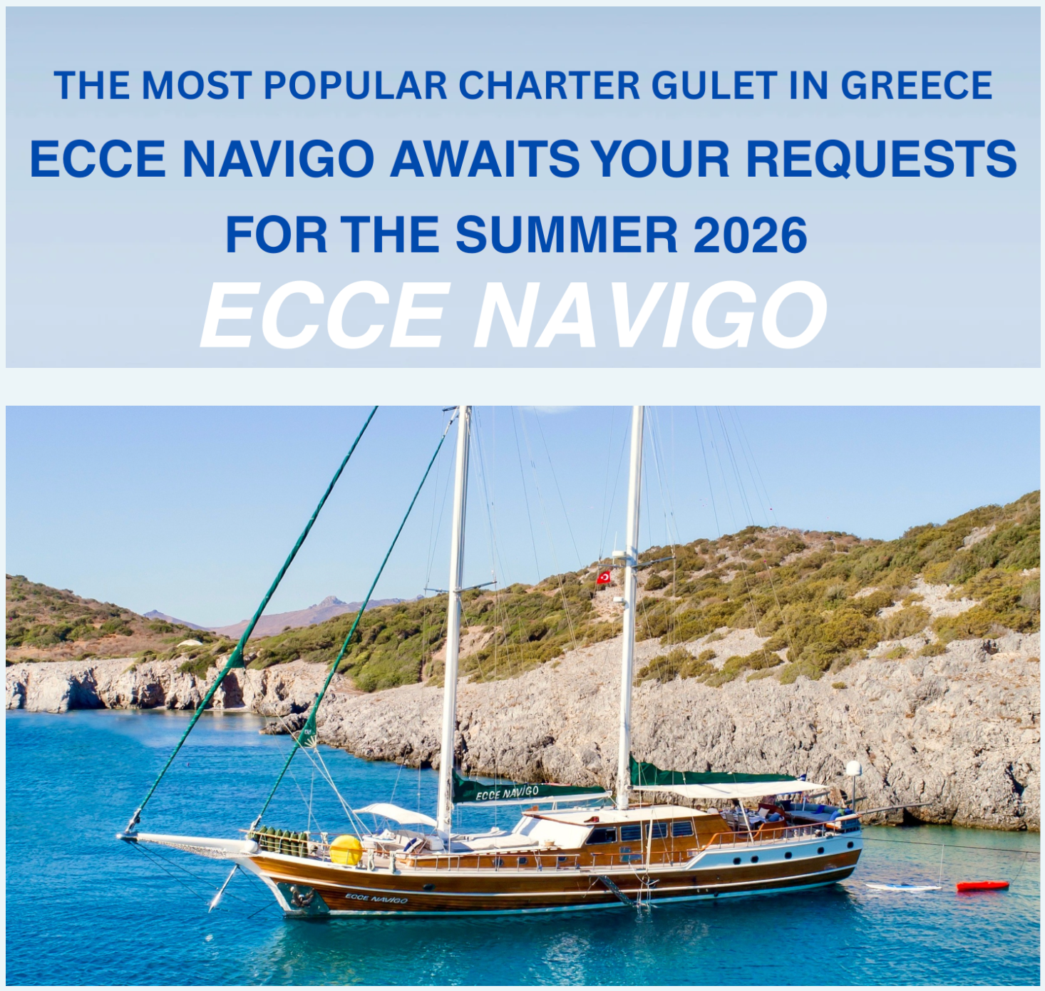 Découvrez Ecce Navigo : une référence en location de yacht de luxe pour l'été 2026 — Exclusive Gulets journal