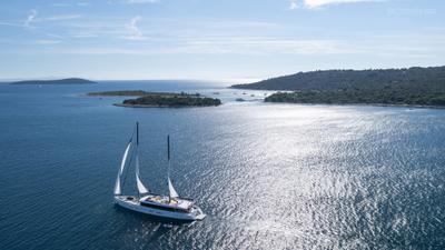 Adri gulet aerial view in Croatia