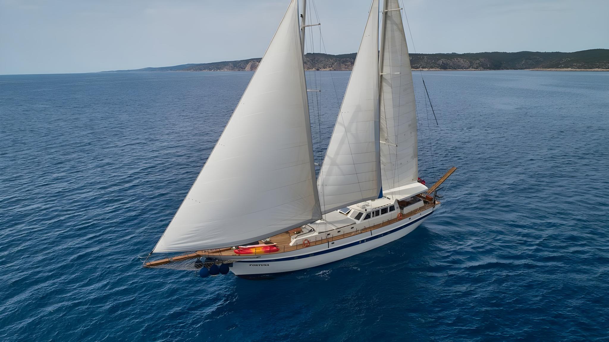 Fortuna gulet aerial view in Croatia