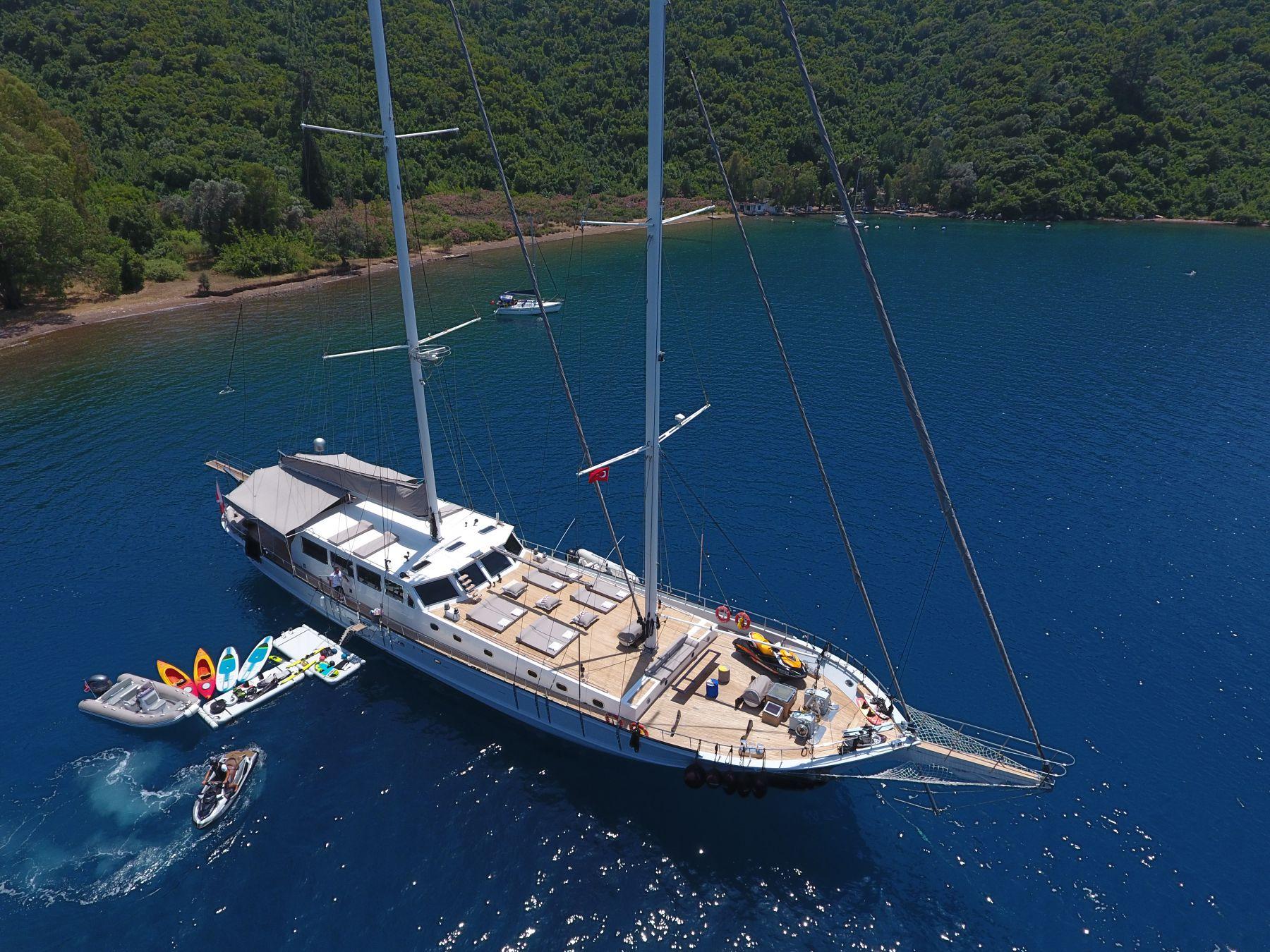 White Soul gulet aerial view in Türkiye