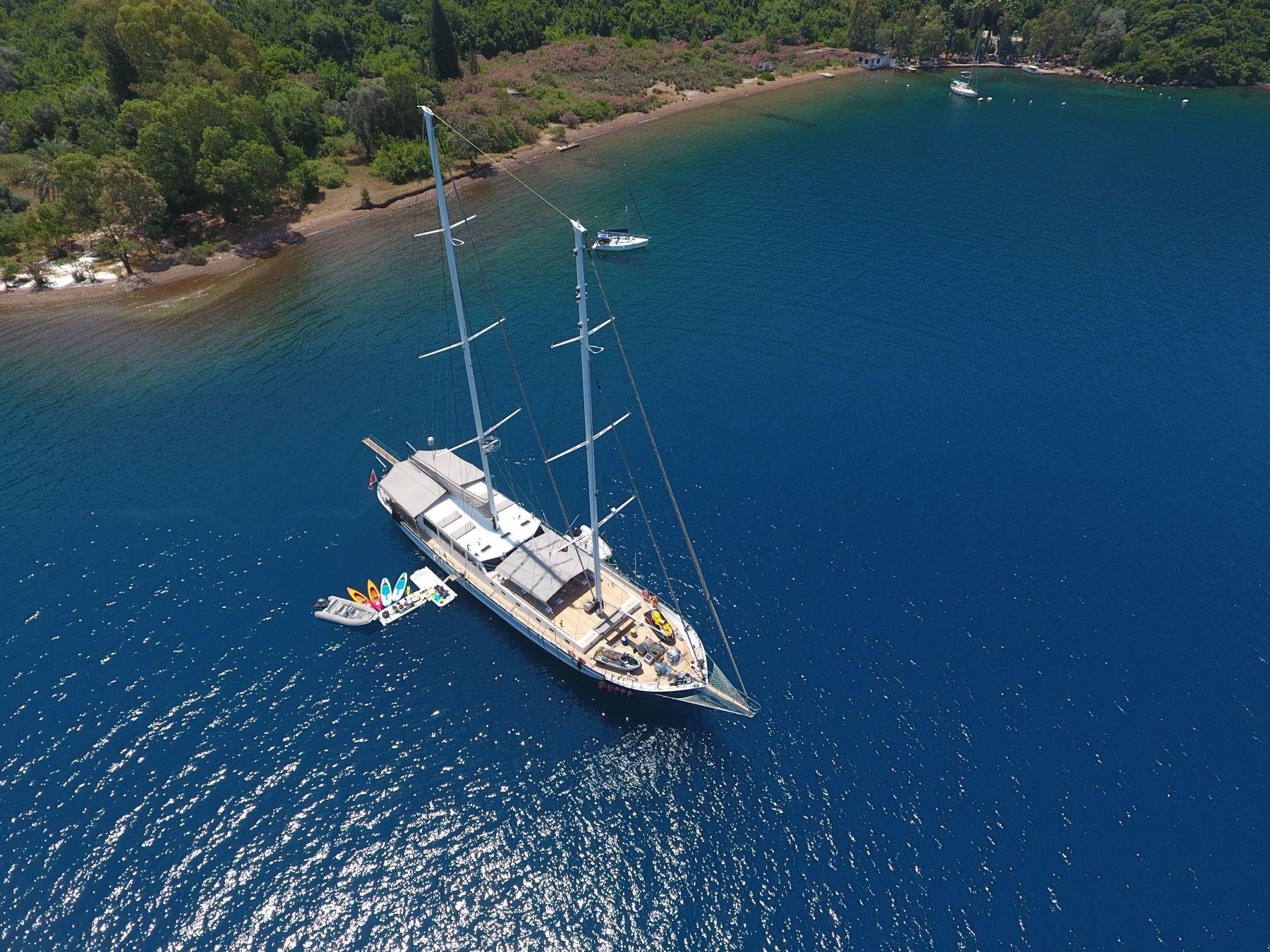 White Soul gulet aerial view in Türkiye