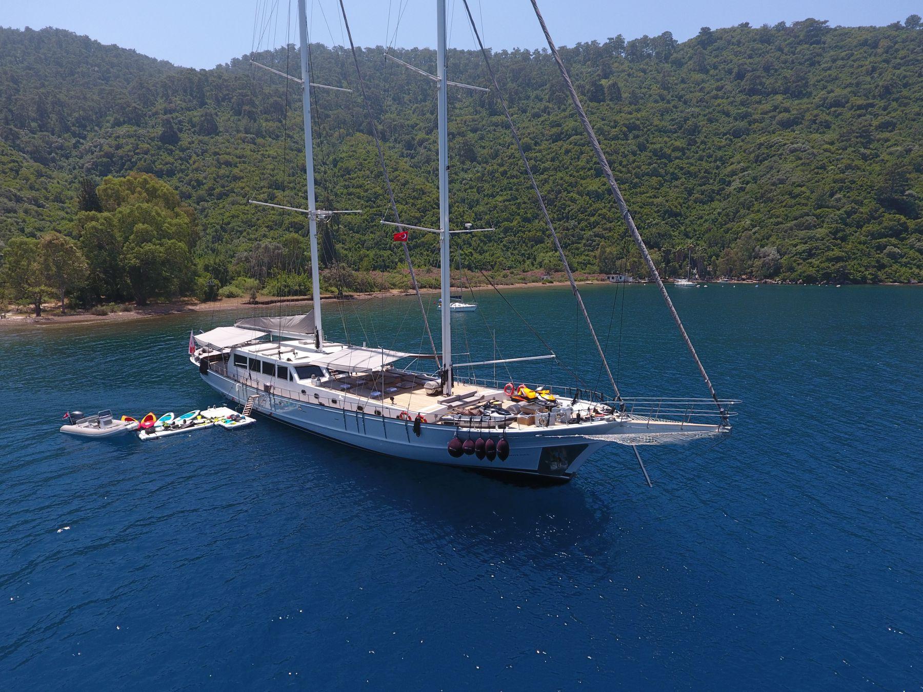 White Soul gulet aerial view in Türkiye