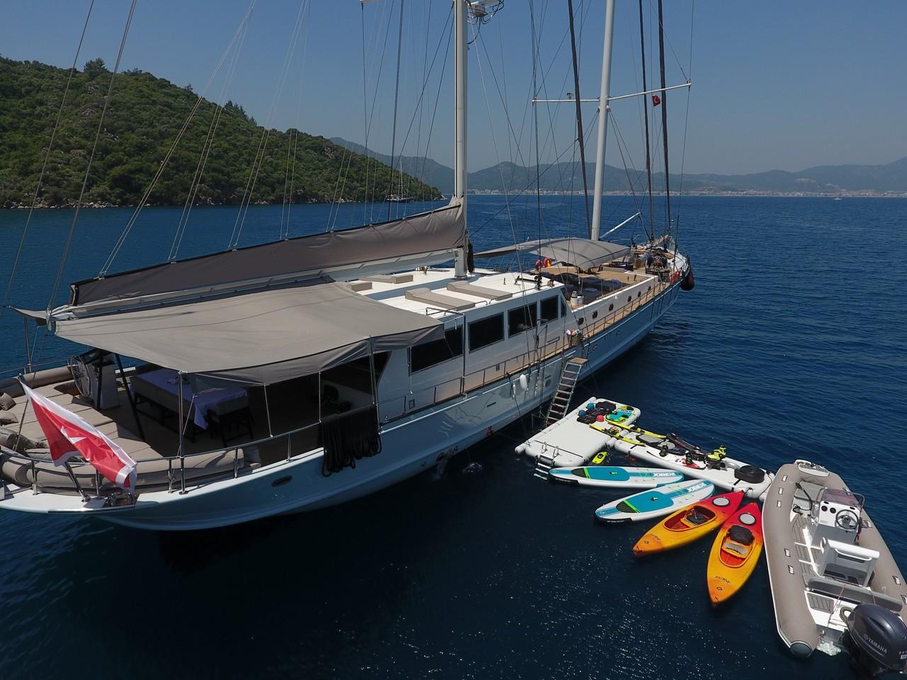 White Soul gulet aerial view in Türkiye