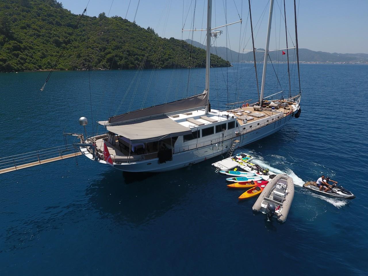 White Soul gulet aerial view in Türkiye