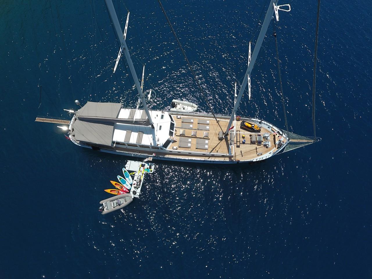 White Soul gulet aerial view in Türkiye