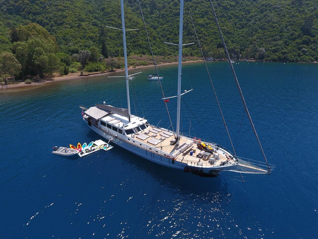 White Soul gulet aerial view in Türkiye