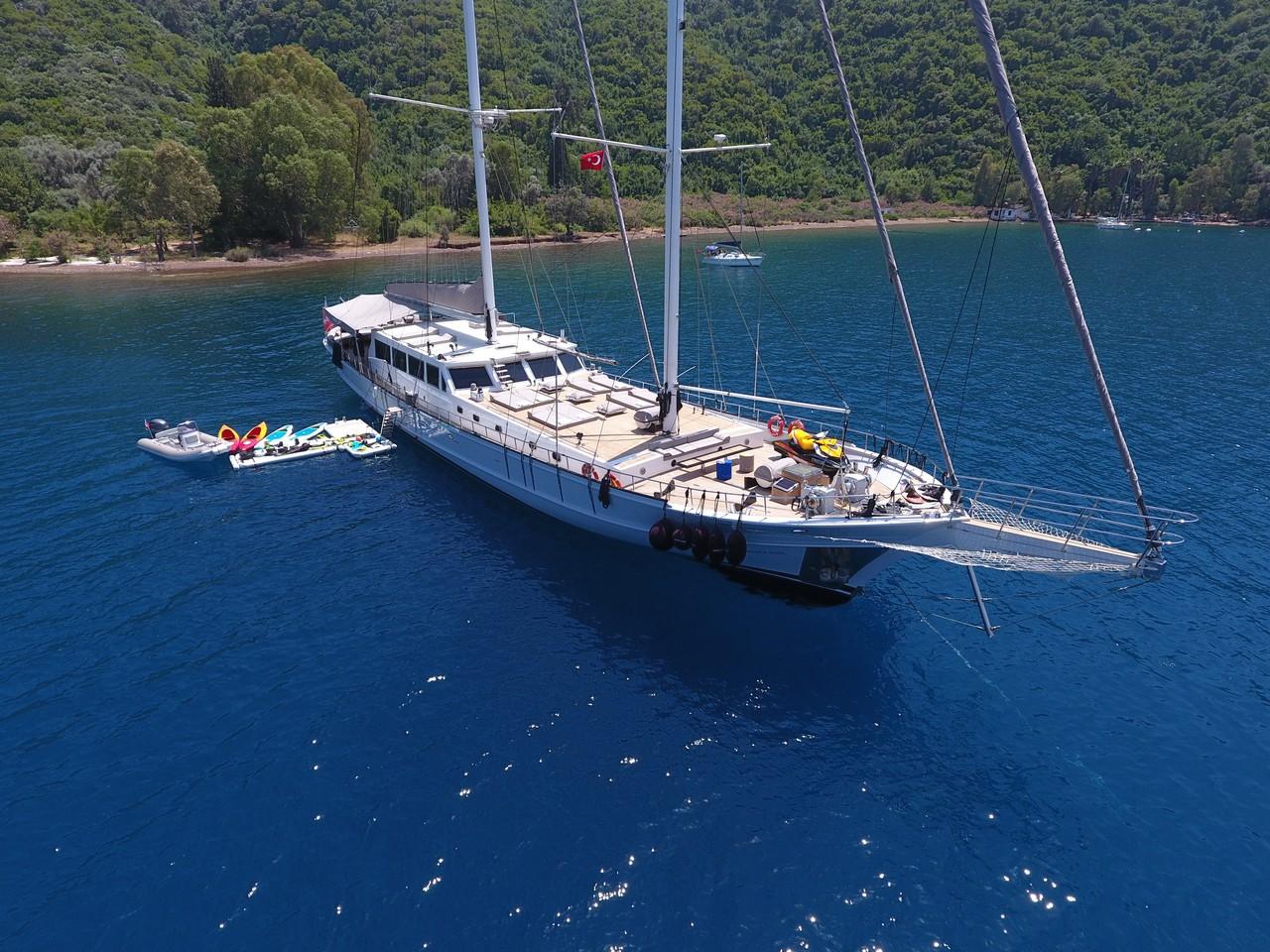 White Soul gulet aerial view in Türkiye