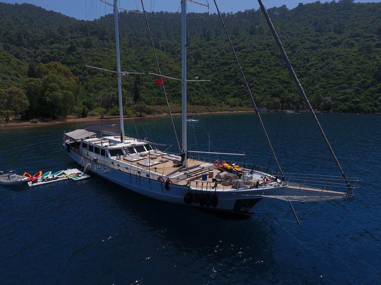 White Soul gulet aerial view in Türkiye