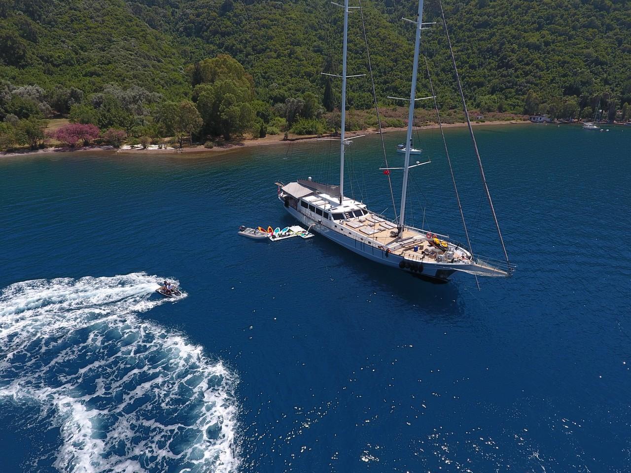 White Soul gulet aerial view in Türkiye