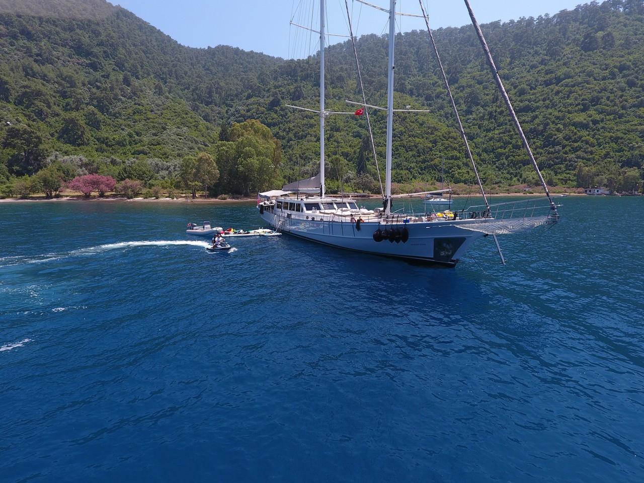 White Soul gulet aerial view in Türkiye