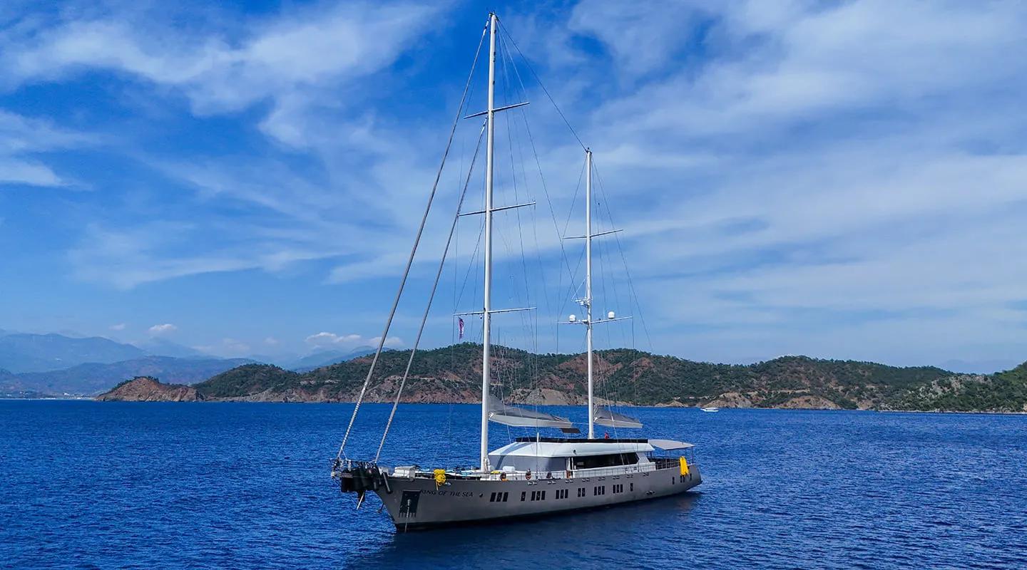 King Of The Sea gulet amenities aerial view in Türkiye