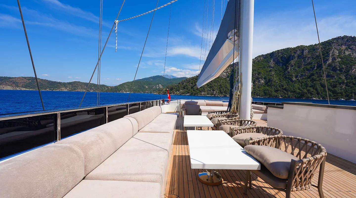 King Of The Sea gulet amenities exterior deck in Türkiye