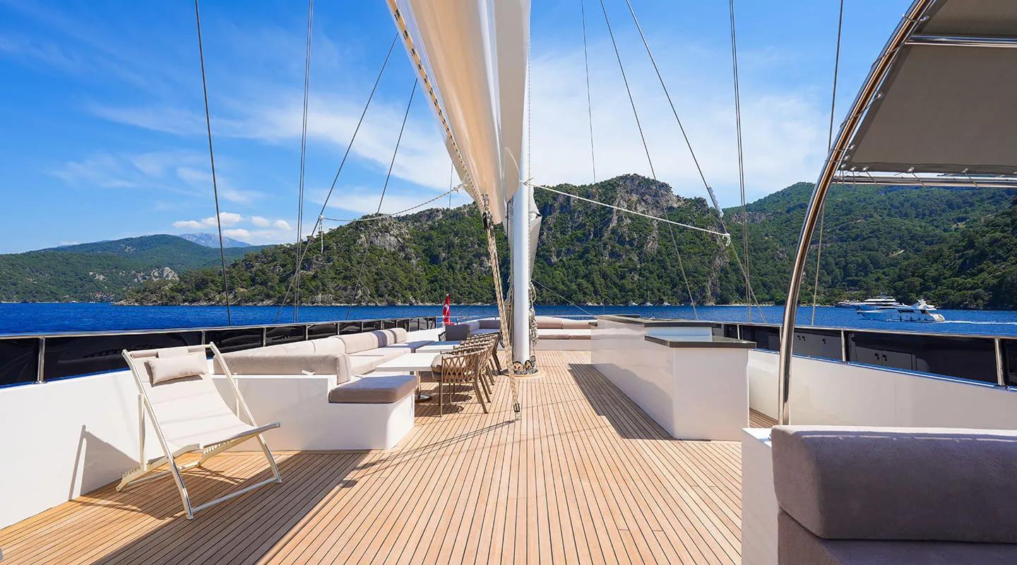 King Of The Sea gulet amenities exterior deck in Türkiye