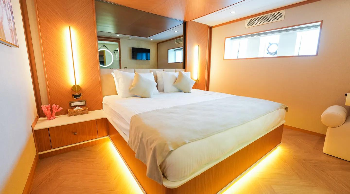 King Of The Sea gulet accommodation interior cabin in Türkiye