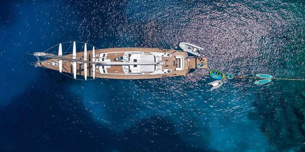 King Of The Sea gulet aerial view in Türkiye