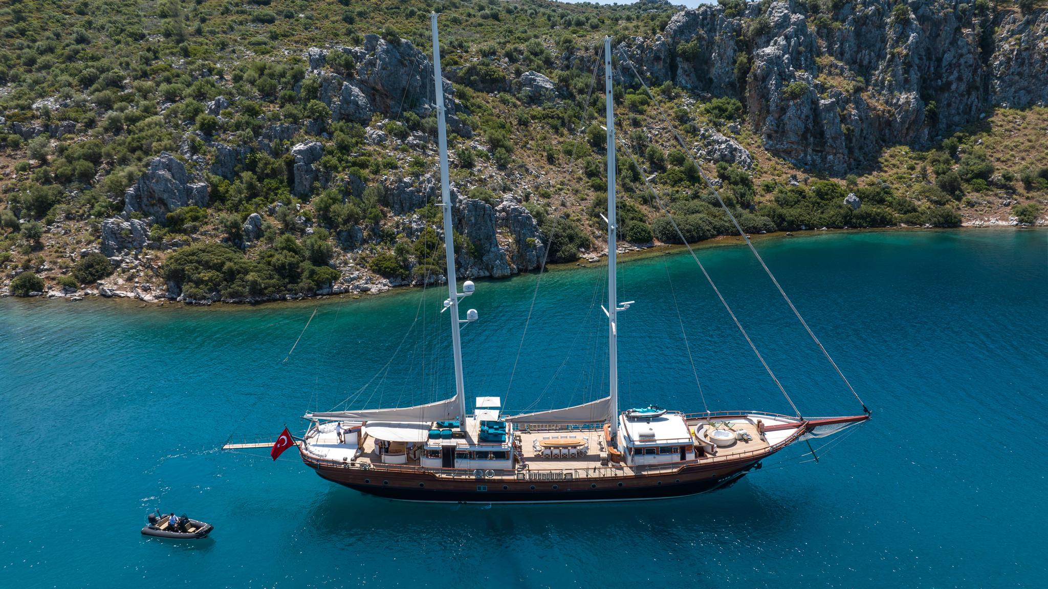 Mare Nostrum gulet aerial view in Greece