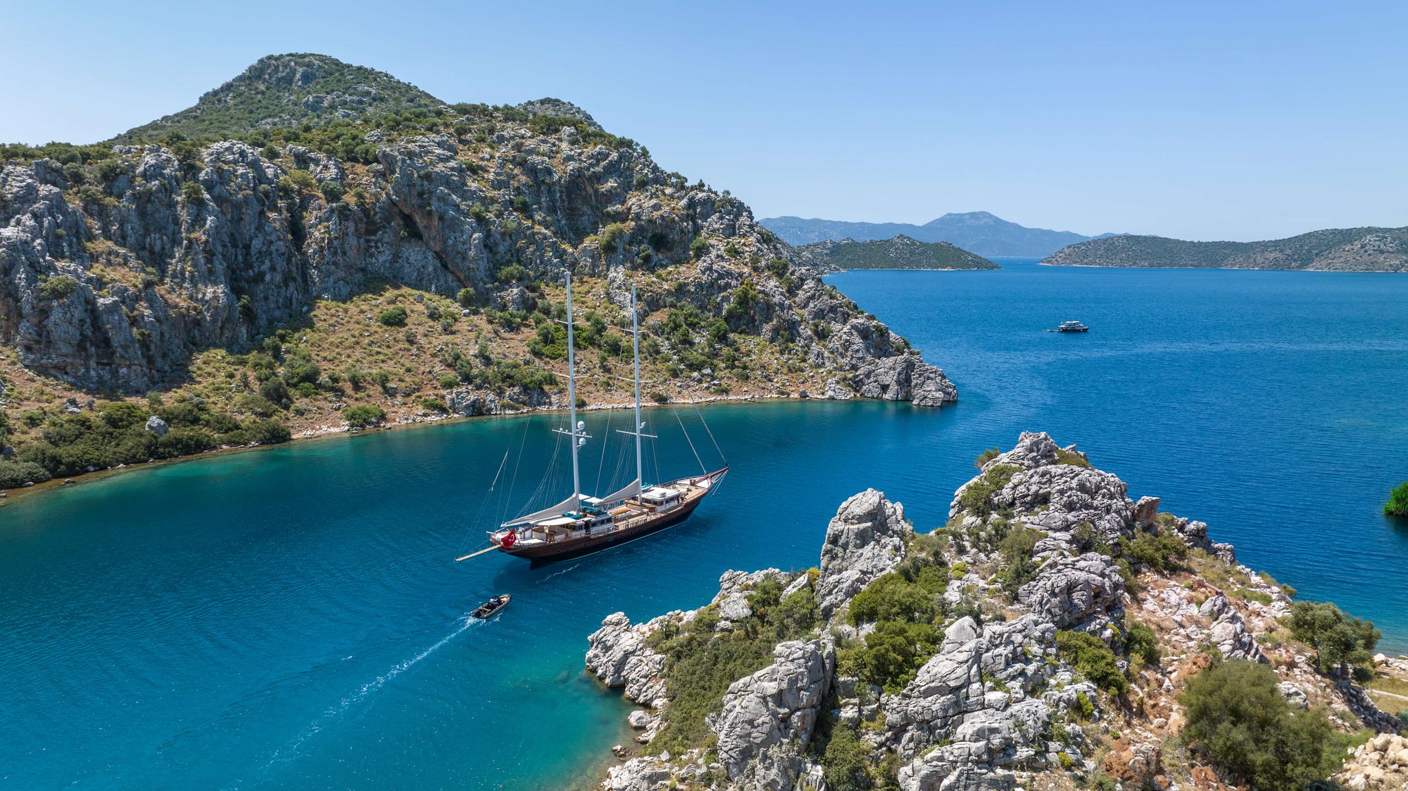 Mare Nostrum gulet aerial view in Greece
