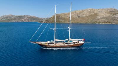 Mare Nostrum gulet aerial view in Greece