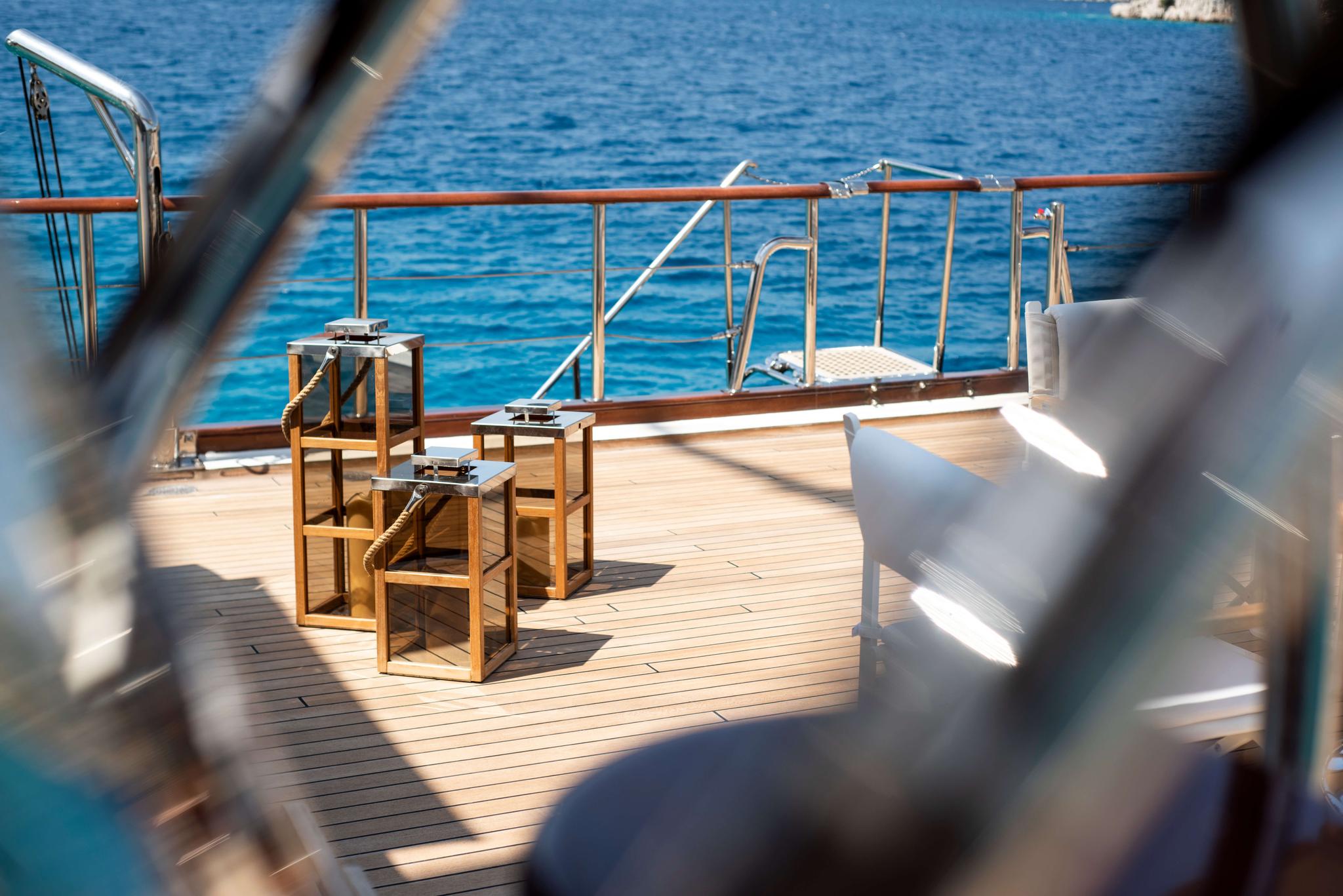 Mare Nostrum gulet exterior deck in Greece