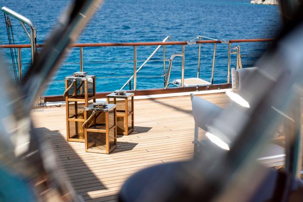 Mare Nostrum gulet exterior deck in Greece