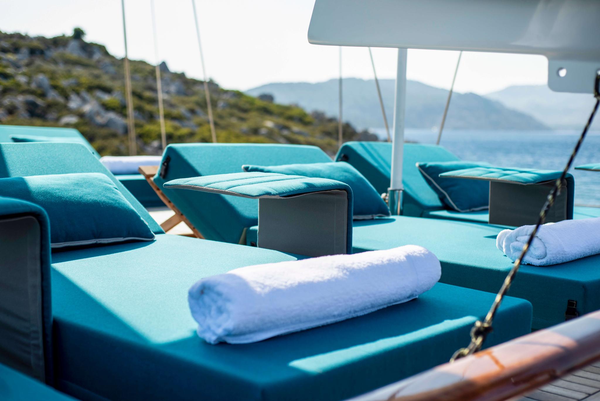 Mare Nostrum gulet amenities exterior deck in Greece