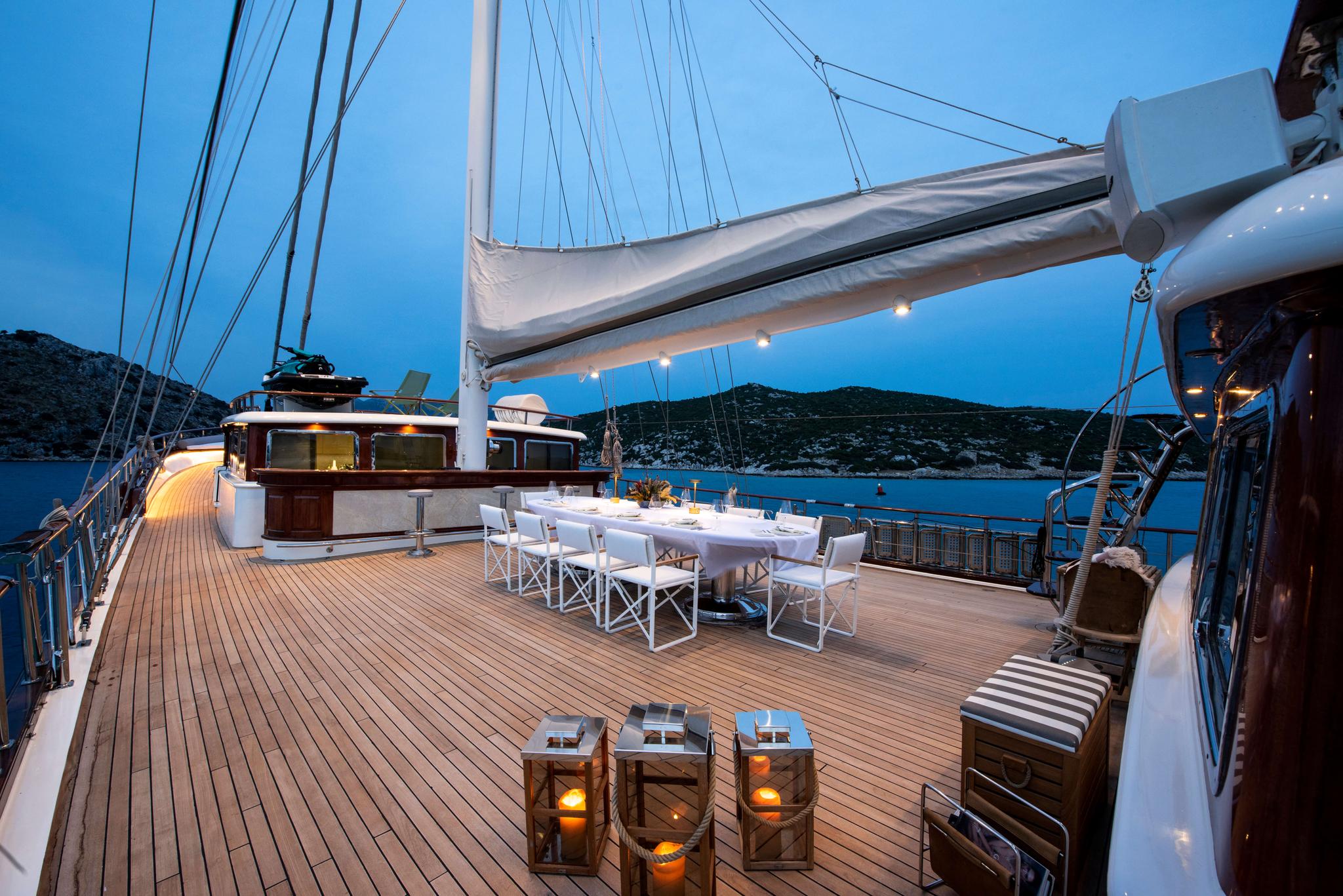 Mare Nostrum gulet exterior deck in Greece