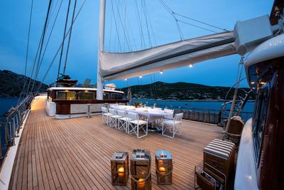 Mare Nostrum gulet exterior deck in Greece