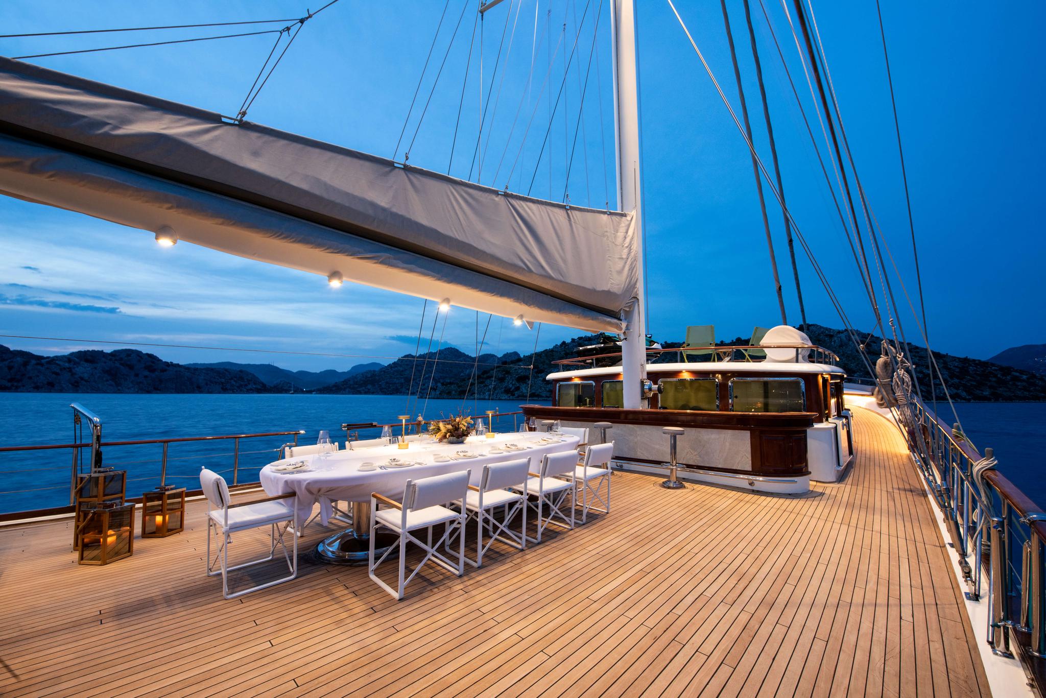 Mare Nostrum gulet exterior deck in Greece