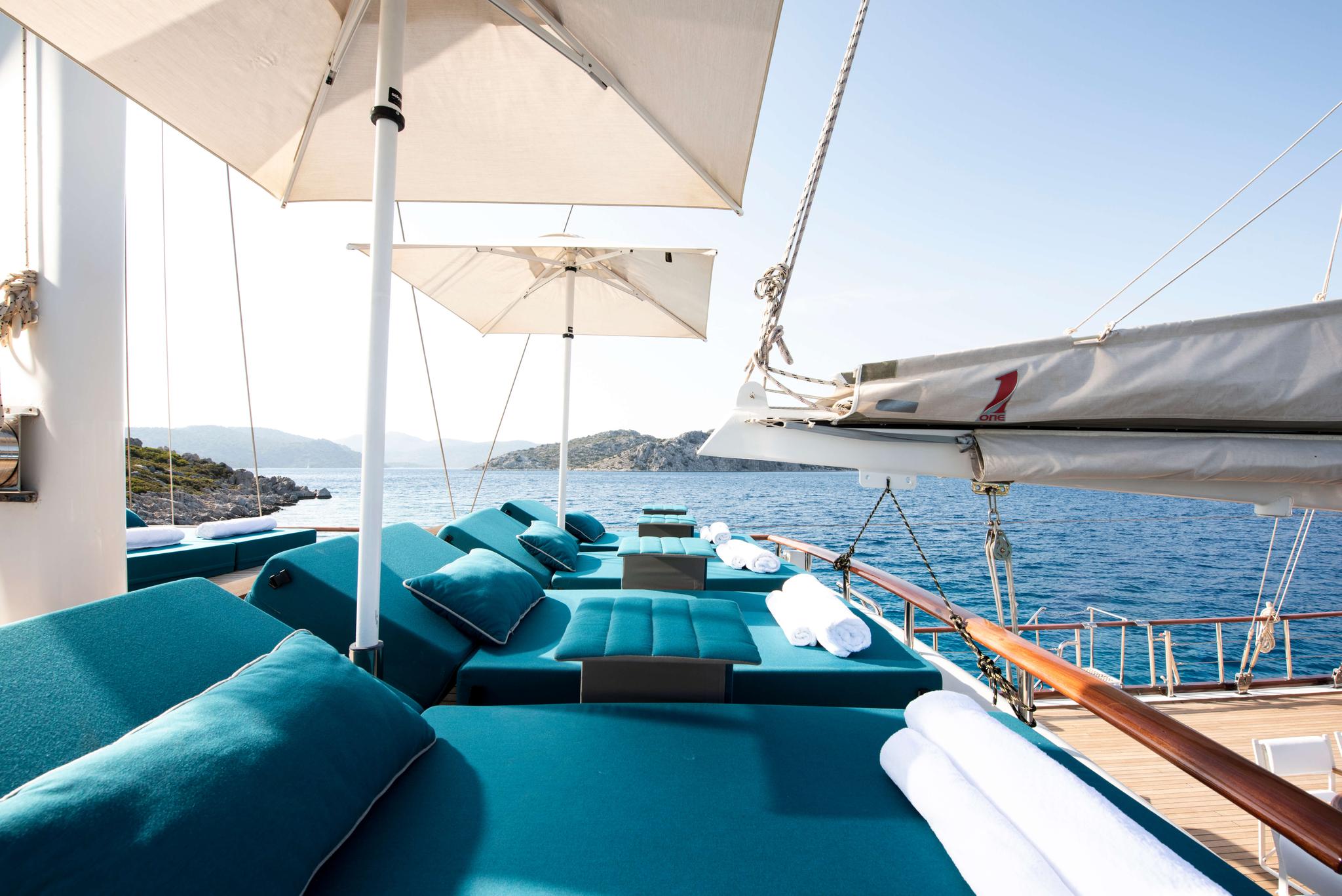 Mare Nostrum gulet exterior deck in Greece