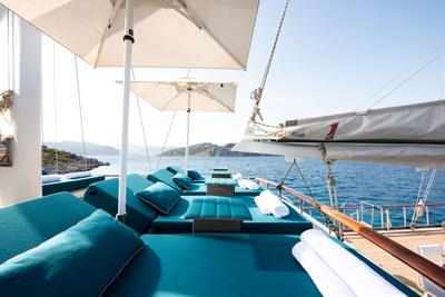 Mare Nostrum gulet exterior deck in Greece