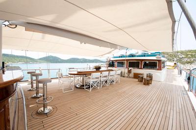 Mare Nostrum gulet exterior deck in Greece