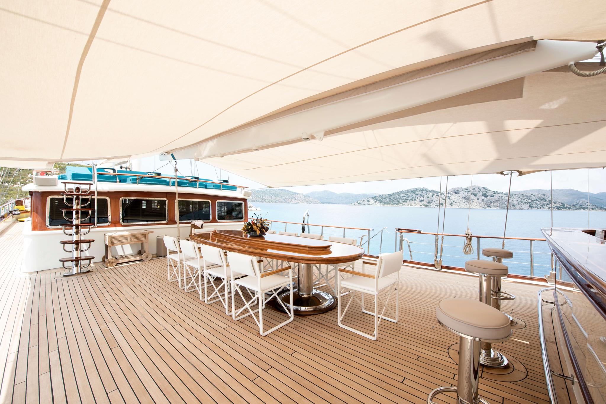 Mare Nostrum gulet exterior deck in Greece