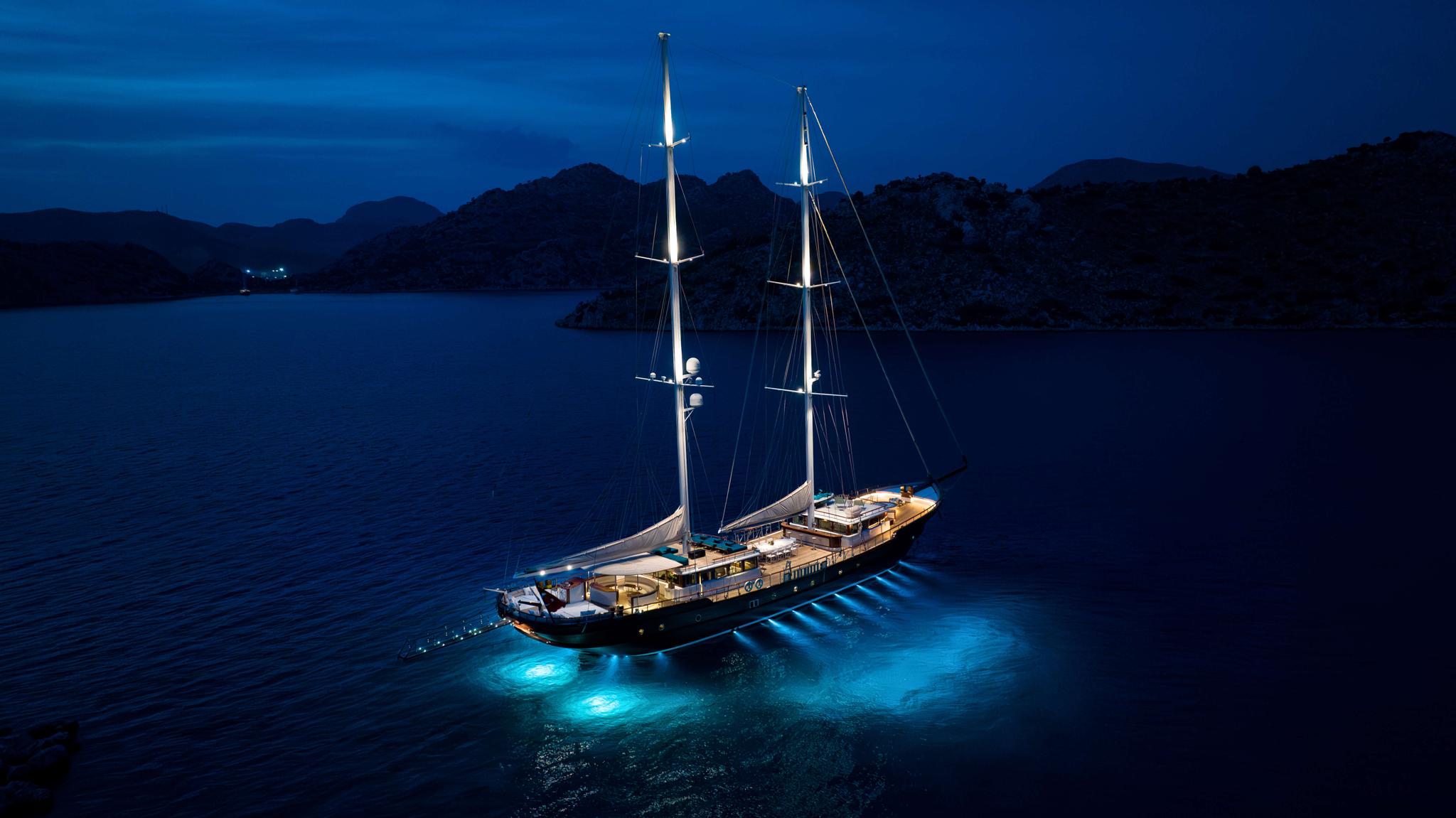 Mare Nostrum gulet aerial view in Greece