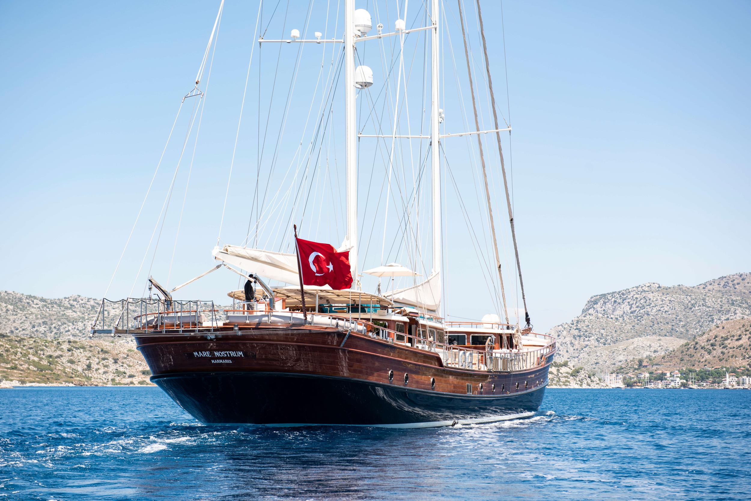 Mare Nostrum gulet exterior deck in Greece