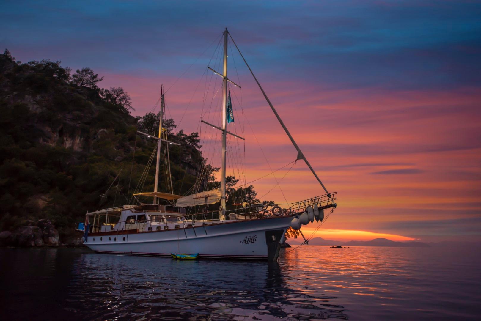 Afilli gulet amenities aerial view in Türkiye