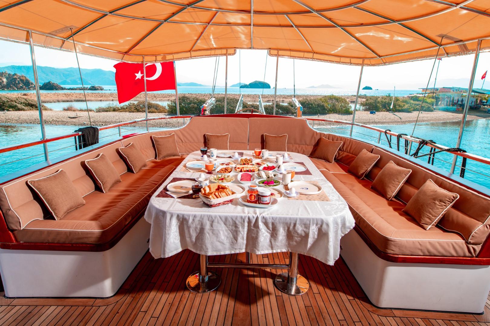 Afilli gulet amenities exterior deck in Türkiye