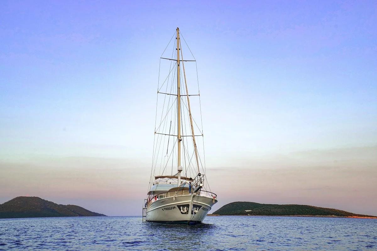 Freedom gulet amenities aerial view in Türkiye