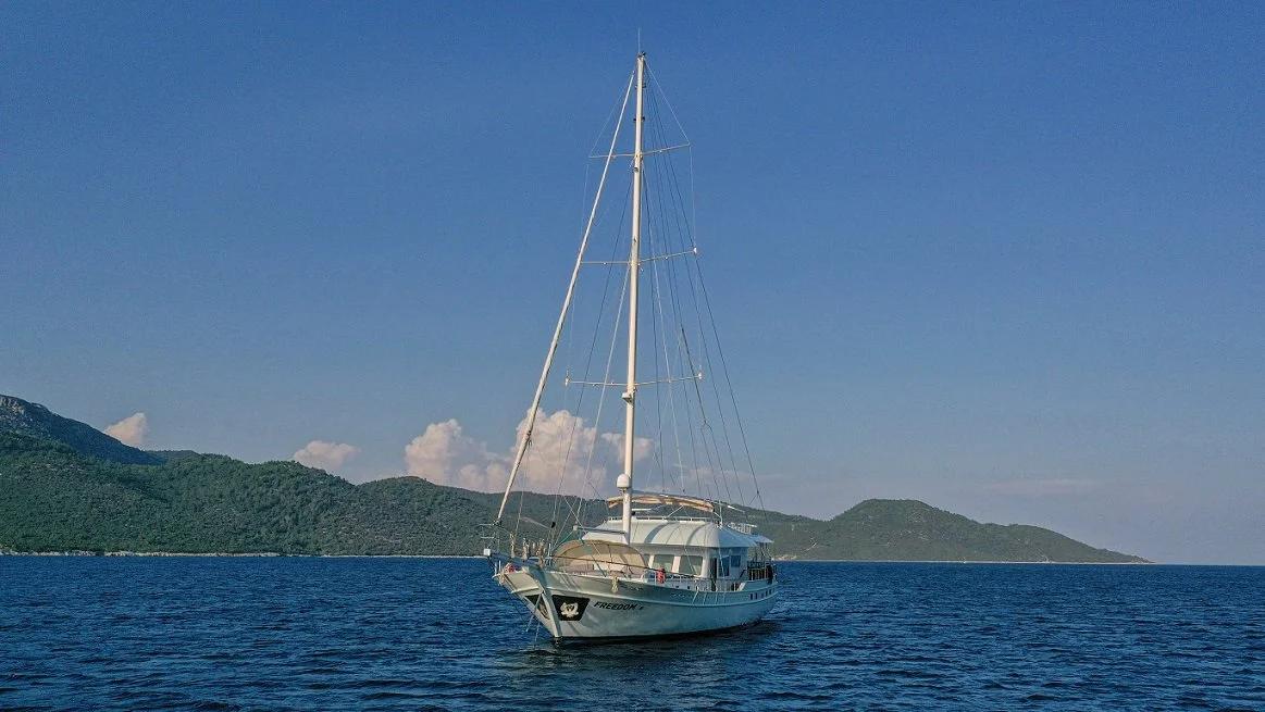 Freedom gulet amenities aerial view in Türkiye