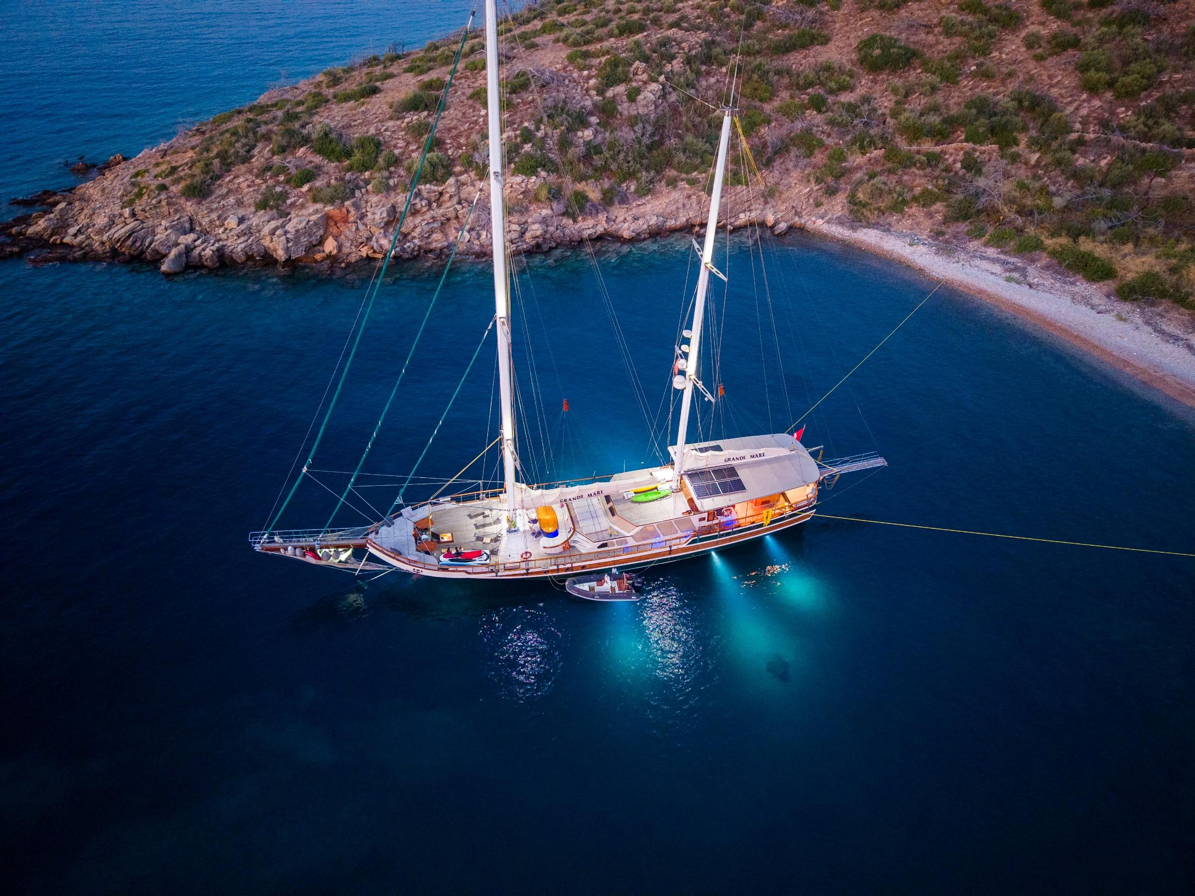 Grande Mare gulet aerial view in Türkiye